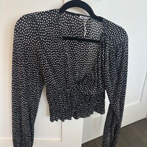 Zara Black & White Polka Dot Blouse